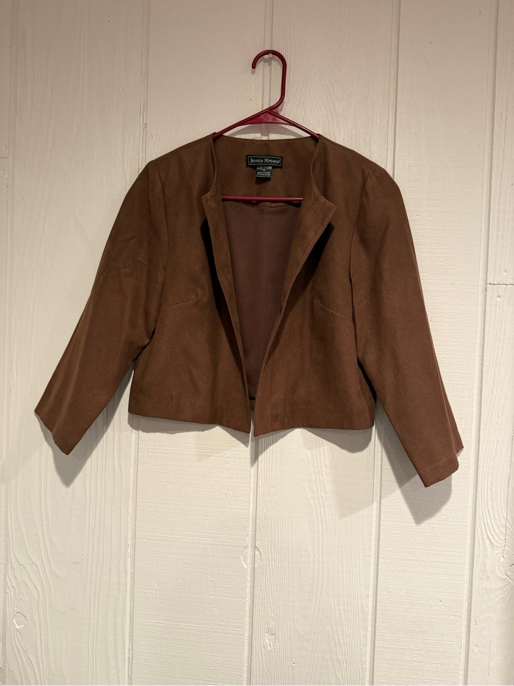 Jessica Howard Brown Cropped Collarless Blazer